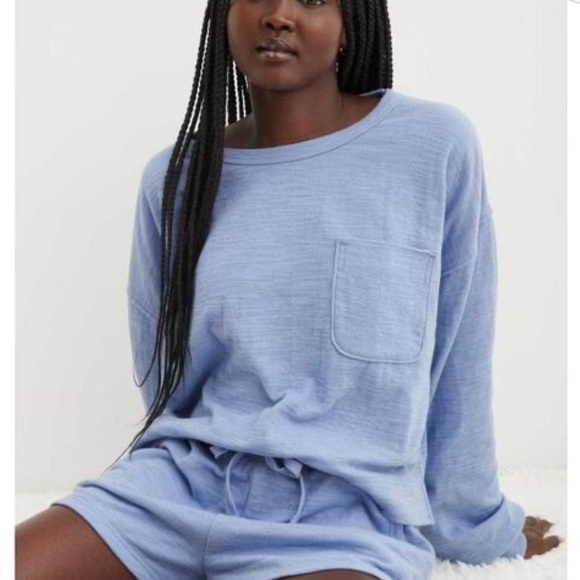aerie Pants - Aerie 2 Piece Shorts and Sweatshirt Blue Women’s Small